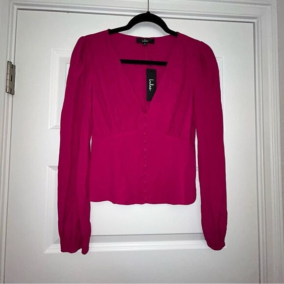 New, Lulus Button Front Corset  Long Sleeve Blouse Top - Picture 1 of 7